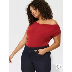 NWT Torrid Studio Knit Off Shoulder Top In Rubarb Pullover Stretch Women's Sz 3X